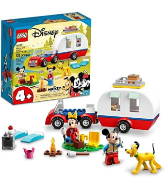 LEGO Disney Mickey Mouse and Minnie Mouse's Camping Trip 10777 Building Toy with Camper Van, Car & Pluto Figure, for Kids 4 Plus Years Old