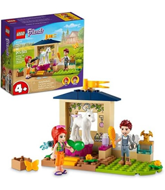 LEGO Friends Pony-Washing Stable 41696 Horse Toy with Mia Mini- Doll, Farm Animal Care Set, Gift Idea for Kids, Girls and Boys 4 Plus Years Old