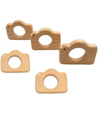 Arakierst 10pcs Lovely Cartoon Wood Camera Pure Natural Animal Shape Beech Wooden Handmade Pattern DIY Jewelry Making Necklace Pendant