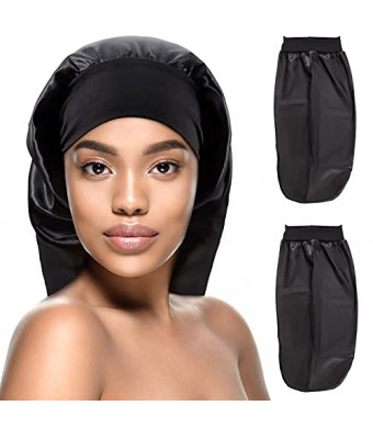 Kenllas Long Satin Sleep Bonnet -Extra Large Night Cap for Women with Long Curly Dreadlock Braid Hair