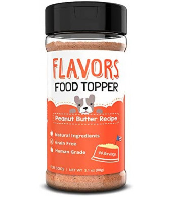 Flavors Food Topper and Gravy for Dogs - Peanut Butter Recipe, 3.1 oz. - Natural, Human Grade, Grain Free - Perfect Kibble Seasoning and Hydrating Treat Mix for Picky Dog or Puppy