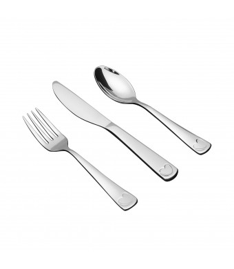 Parent's Choice Premium Stainless Steel Toddler Flatware, Silver Tableware, 3 Piece Set