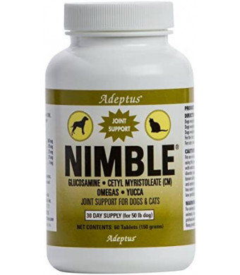 Adeptus Nutrition 60 Tablets Nimble Pet, 3.5 x 3.5 x 4.75