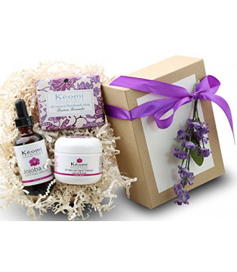 Lavender Organic Handmade Bath and Body Set - by KEOMI NATURALS - Pamper Them with All Natural Luxury - Scented with Essential Oils - Beautifully Packaged Ready to Give