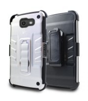 Silver Ninja Belt Clip Kickstand Hybrid Case For Samsung Galaxy Halo / Galaxy J7v Phone