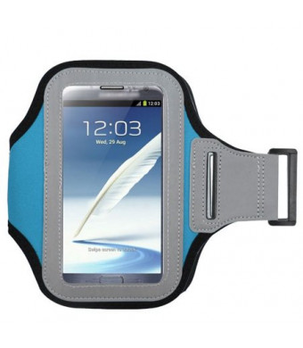 MUNDAZE Blue Exercise Running Fitness Armband For ZTE Max XL / Max Blue / Blade Max 3 / Blade Spark Phone