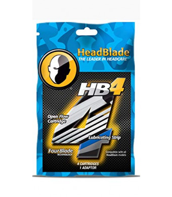 HeadBlade Men's HB4 Refill Shaving Razor Blades (4 Blades) No Tugging or Pulling, Shave Less, Works for Face, Body, and Scalp