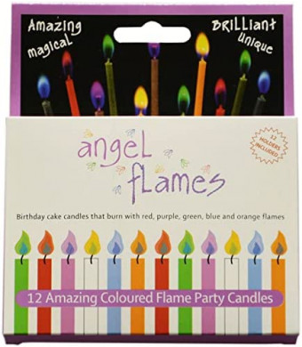 Angel Flames Birthday Cake Candles with Colored Flames (12pcs per Box, Holders Included) (12, Medium)