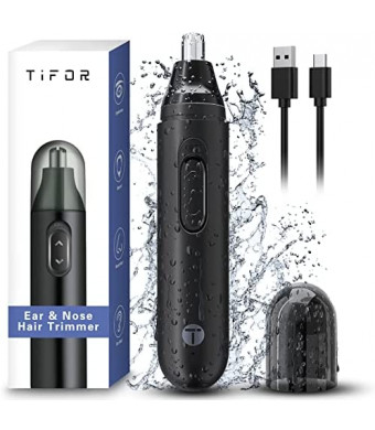 TIFOR Ear and Nose Hair Trimmer for Men Rechargeable - USB Electric Nose Hair Trimmer for Women - Painless Waterproof Eyebrow Facial Hair Removal Nose Clipper with 2 Extra Replaceable Dual-edge Blades