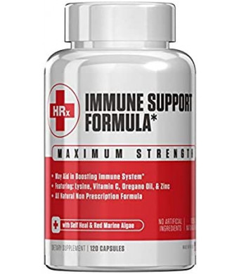 Immune Support Formula (H Rescue Discreet) Immune Support Supplement L Lysine, Zinc, Vitamin C, Oregano Oil 120 Capsules