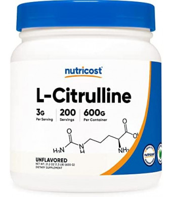 Nutricost Pure L-Citrulline (Base) Powder (600 Grams)