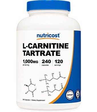 Nutricost L-Carnitine Tartrate 1,000mg, 240 Capsules - 500mg Per Capsule, 120 Servings