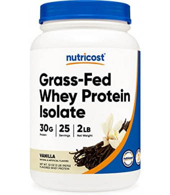 Nutricost Grass-Fed Whey Protein Isolate (Vanilla) 2LBS - Non-GMO, Gluten Free, Natural Flavors