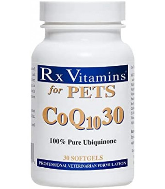 Rx Vitamins for Pets COQ10-30 for Dogs & Cats - Pharmaceutical Grade Ubiquinone - Professional Veterinary Formula - 30 Softgels