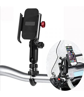 Motorcycle Phone Holder 360°Rotation U-Bolt Base Aluminum Alloy Material /Material Sturdy Motorcycle Bike Handlebar Phone Mount (2821)