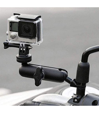 360°Motorcycle Rearview Mirror Stand for GoPro Camera Clamp Mount Holder Canon Hero10/9/8/7/6/5/4/3+ Action Cameras Accessory (Rearview Mirror)