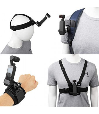 Accessories Kit for DJI Osmo Pocket,Osmo Pocket 2,New Quick Release Head Strap Mount + Chest Mount Harness + Backpack Clip Holder + 360°Rotating Wrist Strap