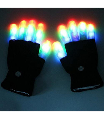 7 colors light show LED Gloves Rave Light Finger Lighting Flashing Glow Mittens(whole finger)