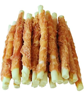 Puppy Training Snacks Dog Chews Treats Chicken Wrapped White Rawhide Sticks 0.5lb