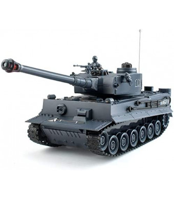 Rc Tanks,1:28 WW2 German Tiger Army Tank Toys for Boys,9 Channels Remote Control Vehicles with Sound and Light,RC Military Toys for Kids Boys Girls(Gray)