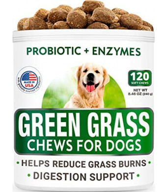 All-Natural Grass Treatment for Dog Urine - Grass Restore Treats for Dogs - Pee Lawn Repair Chews w Probiotics - Dog Urine Neutralizer Solution for Grass Burn Spots - Made in USA - 120 Chews