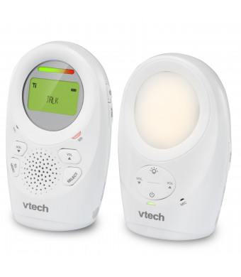 VTech DM1211 Enhanced Range Digital Audio Baby Monitor with Night Light, 1 Parent Unit, Silver & White