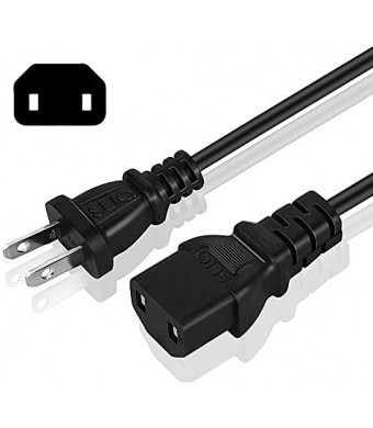 Sliq Gaming [UL Listed] 2 Prong Power Cable Cord - for Xbox One Original, Xbox 360, Playstation 3 & PS4 Slim & Pro (6 Feet)