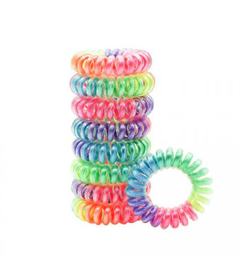 9pcs Matte spiral Traceless hair ties,Phone Cord Hair Ties for Women and Girls ,Coil Ponytail Holder,Comfortable wear-resistant hair ring Waterproof spiral hair ties (rainbow)