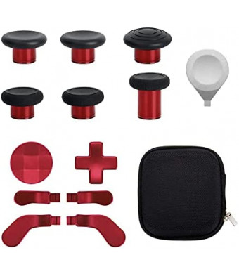 13 in 1 Metal Thumbsticks for Xbox One Elite Series 2, Elite Series 2 Controller Accessory Parts, Gaming Accessory Replacement, Metal Mod 6 Swap Joystick, 4 Paddles, 2 D-Pads, 1 Tool (Plating Red)