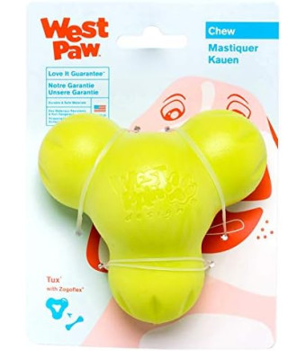 West Paw Zogoflex Tux Treat Dispensing Dog Chew Toy – Interactive Chew Toy for Dogs – Dog Enrichment Toy – Dog Games for Aggressive Chewers, Fetch, Catch – Holds Kibble, Treats, Large 5", Granny Smith