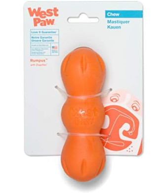 WEST PAW Zogoflex Rumpus Dog Chew Toy – Floatable Toy for Dogs, Aggressive Chewers – Puppy Chewing Toys for Catch, Fetch – Recyclable, Dishwasher-Safe, Small 5.25", Tangerine