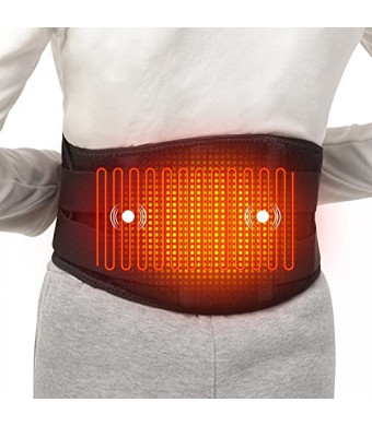 Heating Pad Lower Back Massager Wrap for Back Pain Relief, Heated Waist Belt with Vibration Massage 7.4V 4400mah Battery Heat Therapy, for Lower Back Lumbar Waist Abdominal Stomach Spine