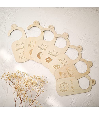 ibwaae Wooden Baby Closet Size Divider Organizer Hanger Clothing Dividers for Newborn Nursery Decor Infant to 24 Months