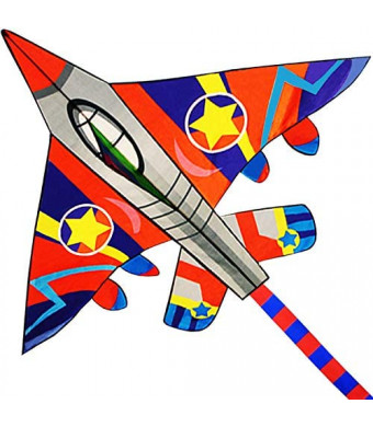 HONBO 58" Fighter Plane Kites for Kids Easy to Fly, Kite for Adults, with Kite Reel and 200ft String, Beginner Kite for Beach Trip