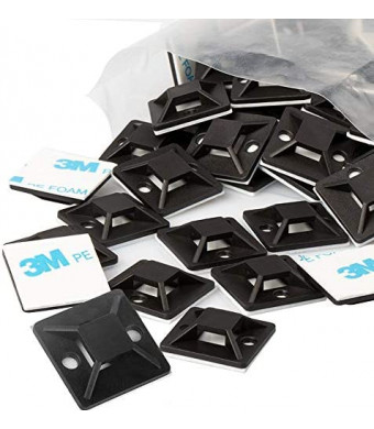 Zip Tie Mounts - Small Cable Tie Adhesive Mount, 3/4in black 100PCS. Wires Zip Tie Adhesive-backed anchors perfect for Pedal Board Cable Management Outdoor Indoor