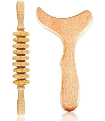 Wood Therapy Massage Tools Wooden Gua Sha Kits Maderoterapia Kit Body Sculpting Tools Wood Massager Roller for Relax Muscles (2)