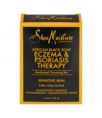 Shea Moisture African Black Soap Eczema & Psoriasis Therapy Medicated Cleansing Bar, 5.0 OZ