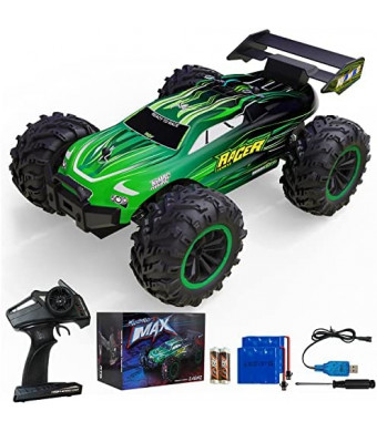 RC Car Remote Control Truck - 1:18 Scale All Terrain Hobby RC Trucks, 2.4Ghz High Speed 2WD RC Monster Truck with 2 Rechargeable Batteries, Off Road Electric Cars for Kids Boys Girls Adult Xmas Gifts