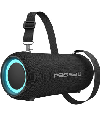 Passau Portable Bluetooth Speakers 40W Peak Loud Stereo Sound, Passive Radiators-Deep Bass, 20H Playtime, Adjustable Strap, Bluetooth 5.3, IPX5 Wireless Speaker with RGB Lights for Indoor Outdoor