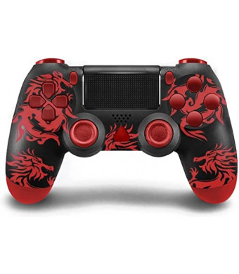 Replacement for PS4 Controller, Usergaing Wireless Controller Gamepad Joystick for PS4/Slim/Pro,Dual Vibration Pa4 Game Remote Controller with Charging Cable-Red Dragon