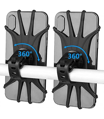 VOVIGGOL Bike Phone Mount 2 Pack, Universal Motorcycle Phone Holder for Bike, 360°Rotation Silicone Bicycle Phone Holder Handlebar Phone Mount Compatible with iPhone 12 11 Pro, Samsung