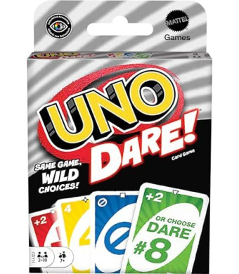 Mattel Games UNO Dare Card Game for Family Night Featuring Challenging and Silly Dares from 3 Different Categories