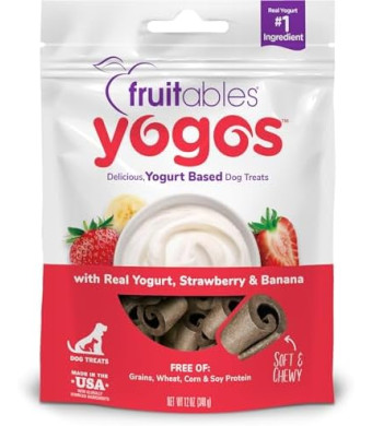 Fruitables Real Yogurt Treats – Roll-Up Dog Treats – Strawberry & Banana Flavor – Natural Ingredients – 12 Ounces