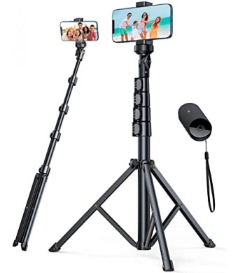 andobil 62'' Tripod for iPhone with Wireless Remote, Extendable Cell Phone Stand Lightweight Travel Tripod Fit for iPhone 14/13 Pro Max/ 13 Pro/ 13/12/ 11/ Samsung S22 S21 etc, Android/Camera/GoPro
