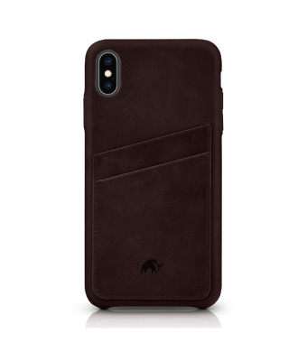 Bullstrap Premium Leather Portfolio Phone Case Compatible with Apple iPhone XR, Bourbon Brown