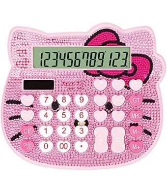 Women Calculators,BREIS Creative Cute Solar Energy Calculator, 12 Digit Large LCD Display, Handheld for Daily and Basic Office, Pink (Pink+Pink)