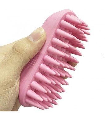 Pet Silicone Shampoo Brush for Long & Short Hair Medium Large Pets Dogs Cats, Anti-skid Rubber Dog Cat Pet Mouse Grooming Shower Bath Brush Massage Comb (Pink ( New ))