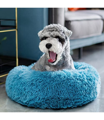 Labpepet Dog Beds, Round Puppy Bed for Small Dogs Cat Washable, Donut Warm Pet Bed Fluffy and Soothing Anti-Anxiety Plush Bed