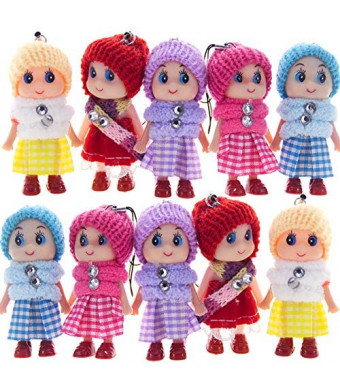 8 PCS Tiny Dolls, Silicone Princess Mini Doll for Girls, DIY Miniature Dollhouse Kit with Miniature Clothes, Decoration Little Dolls Christmas Festival Reborn Baby Stuff Gift & Bag Accessories