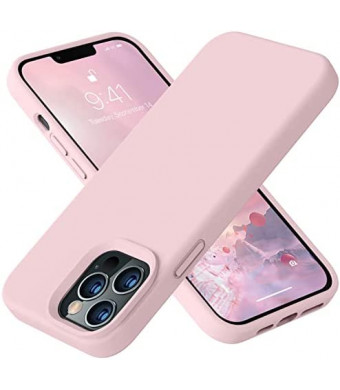 Vooii Compatible with iPhone 12 Pro Max Case, Soft Liquid Silicone Full Body Protective Slim Case with [Anti-Scratch Microfiber Lining] [Camera Protective] [Support Wireless Charging] - Sand Pink